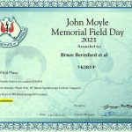 John Moyle Field Day March 2021 - JMFD Contest Certificate